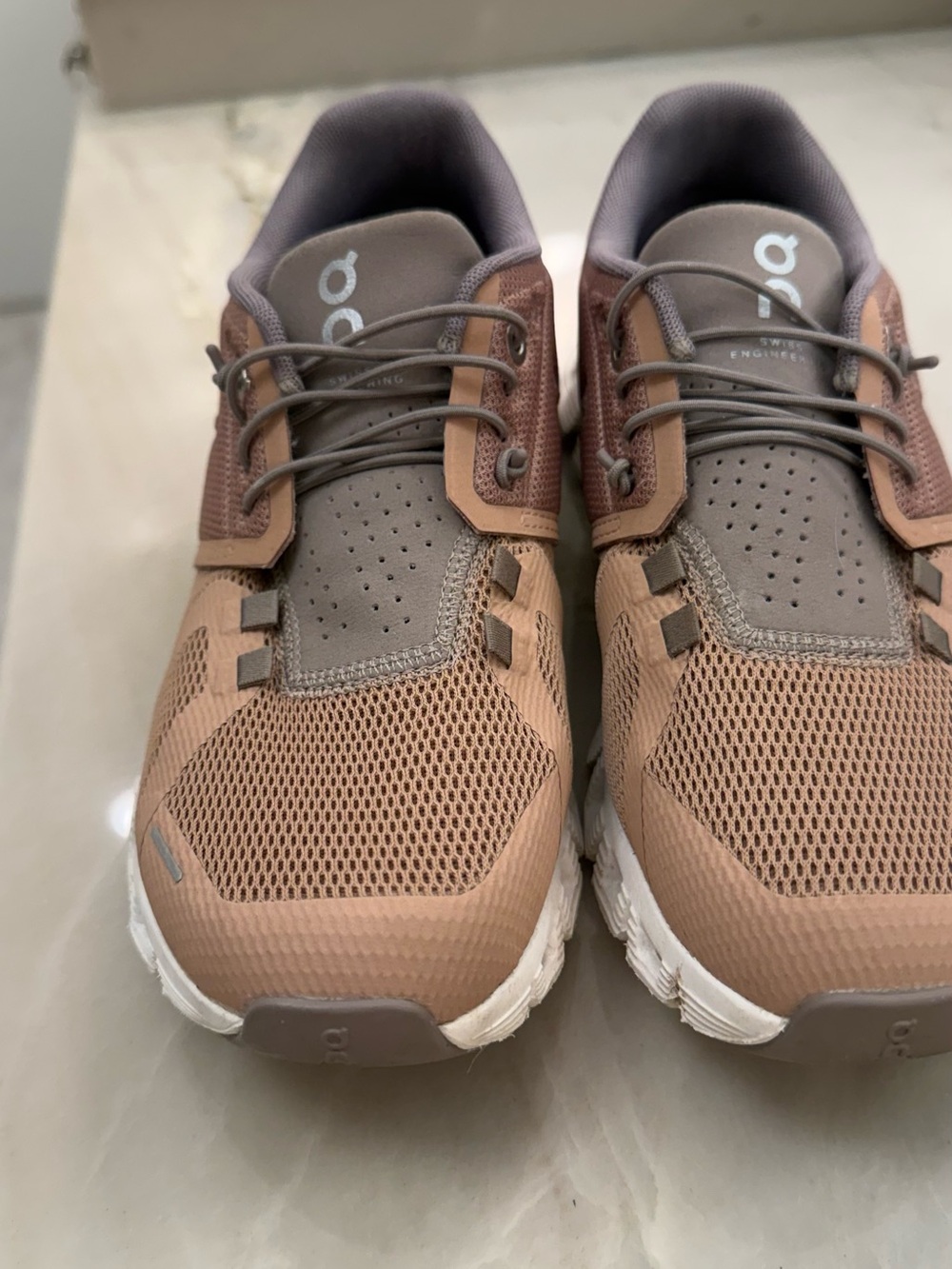 On Running Cloud Women's Running Shoes - Taupe Brown with Gray Accents - Picture 2 of 4